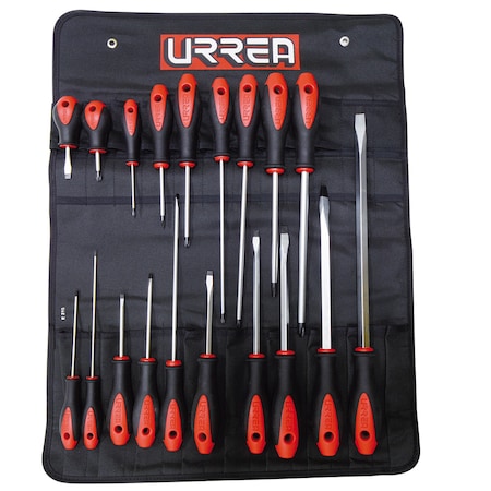 Urrea Bimaterial Screwdriver, Set of 19Pc. 8600E